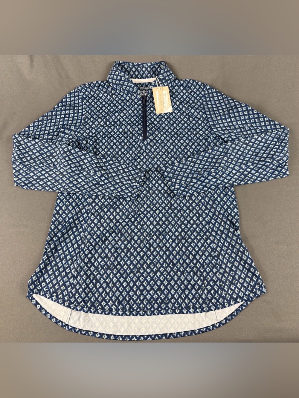 Peter Millar Womens Golf Pullover TCC Sleeve Logo Print 1/4 Zip Medium Navy $115